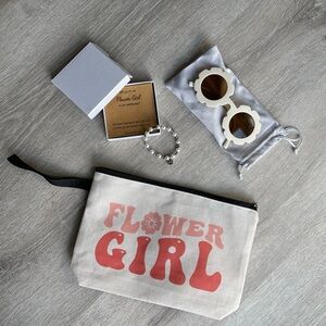 Flower Girl Canvas Zip Pouch - Orange Print